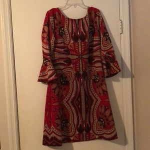 Red bell sleeve dress